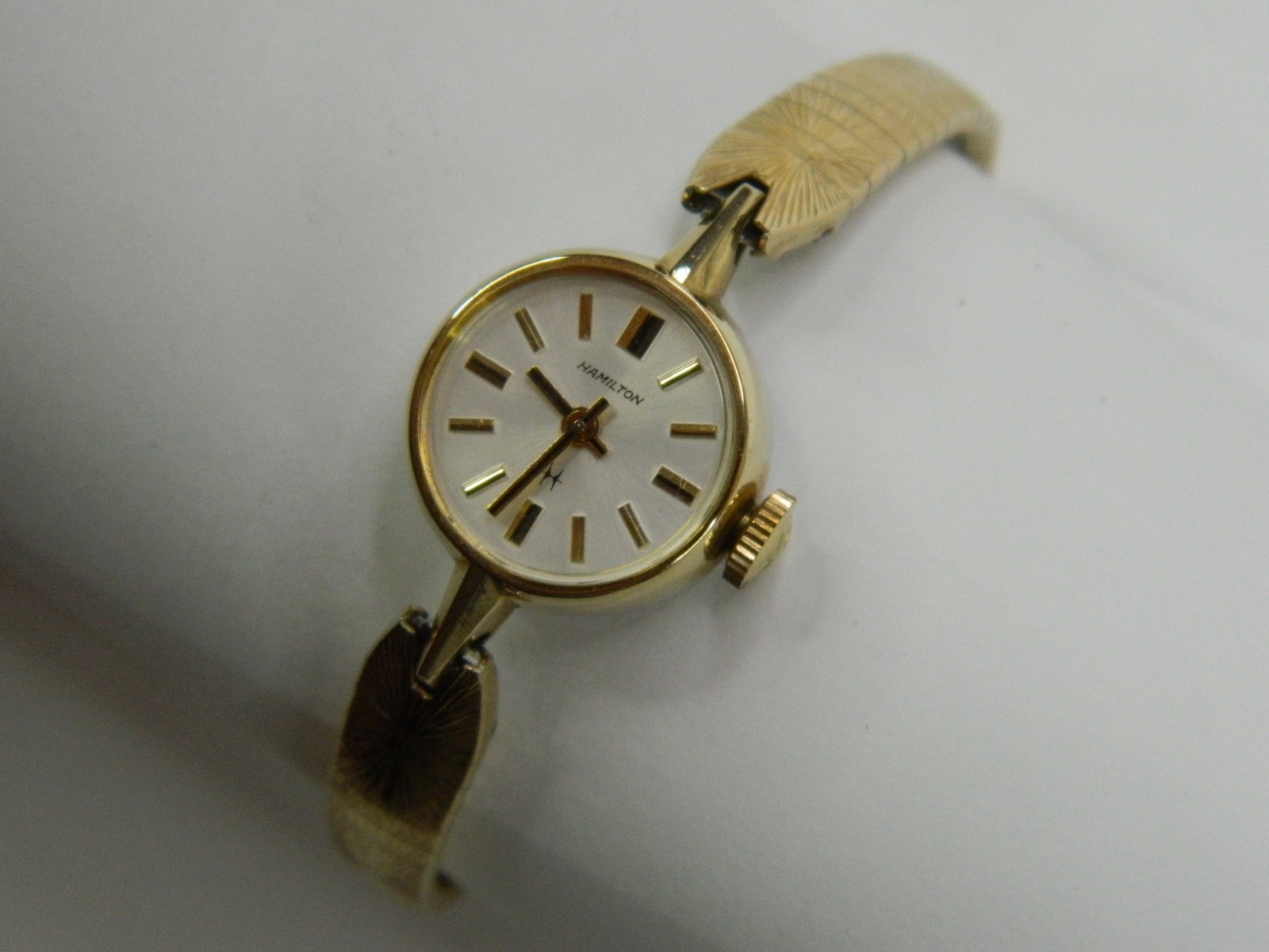 EXC. FINE VINTAGE HAMILTON 10k ROLLED GOLD PLATE LADIES WATCH – RUNS GREAT TIMER