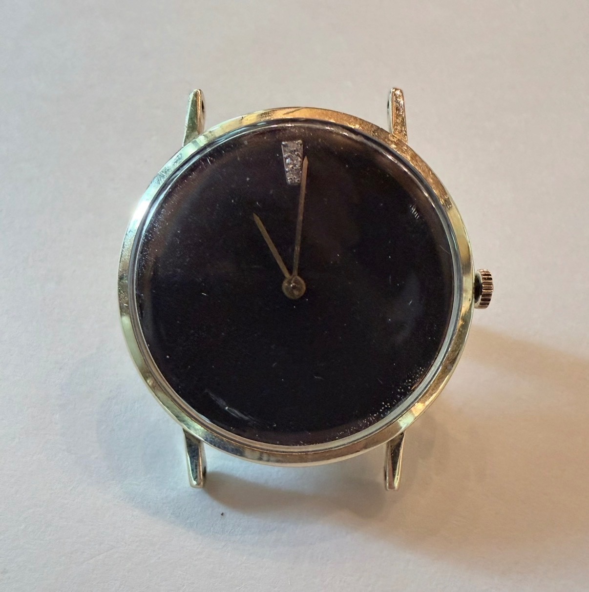 Vintage Omega 14K Gold Cal.620 Black Dial 3 Diamond Dress Watch D6672 Runs