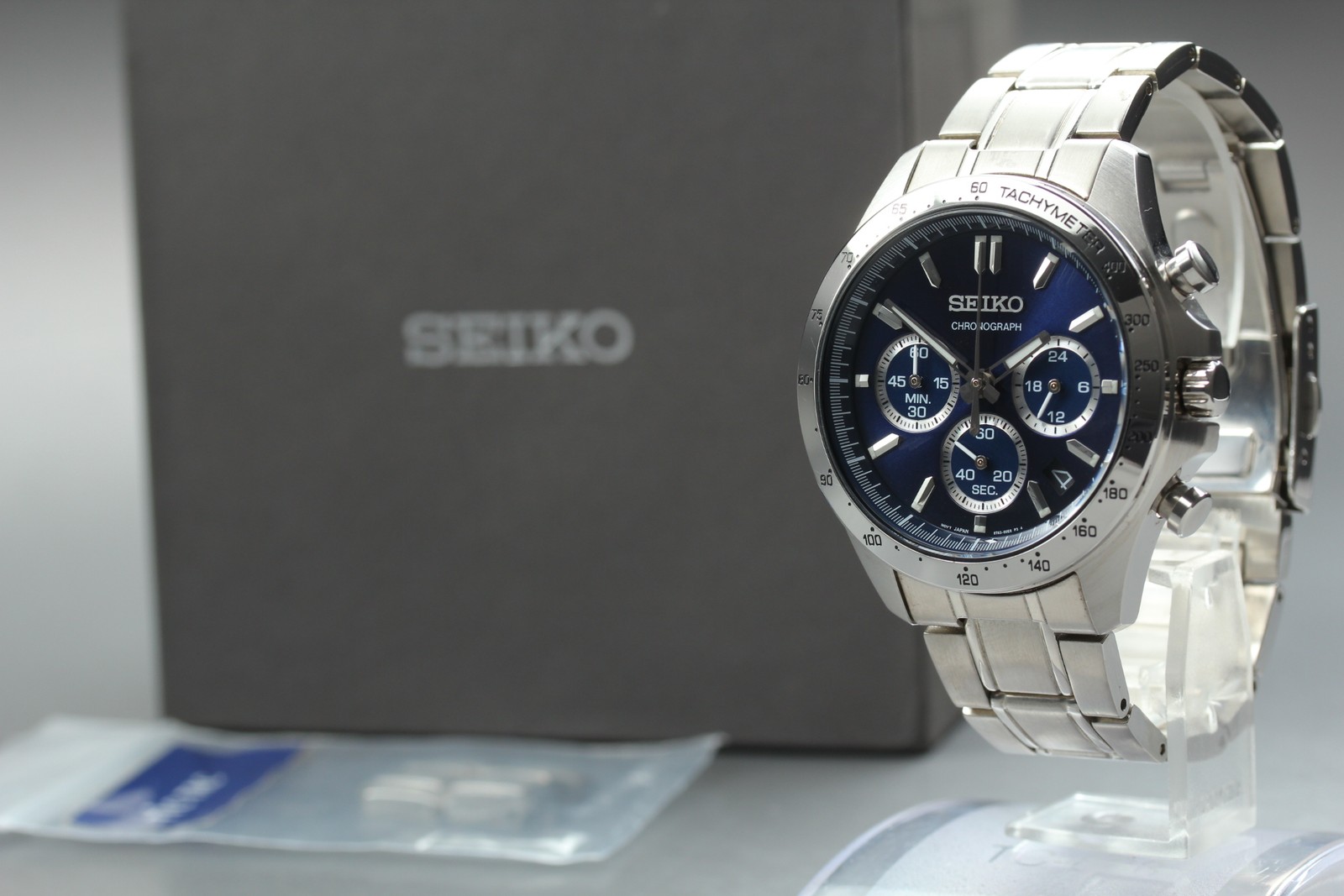 [N MINT/Box] Seiko Chronograph 8T63-00D0 Blue Men’s Quartz Watch Vinatge JAPAN