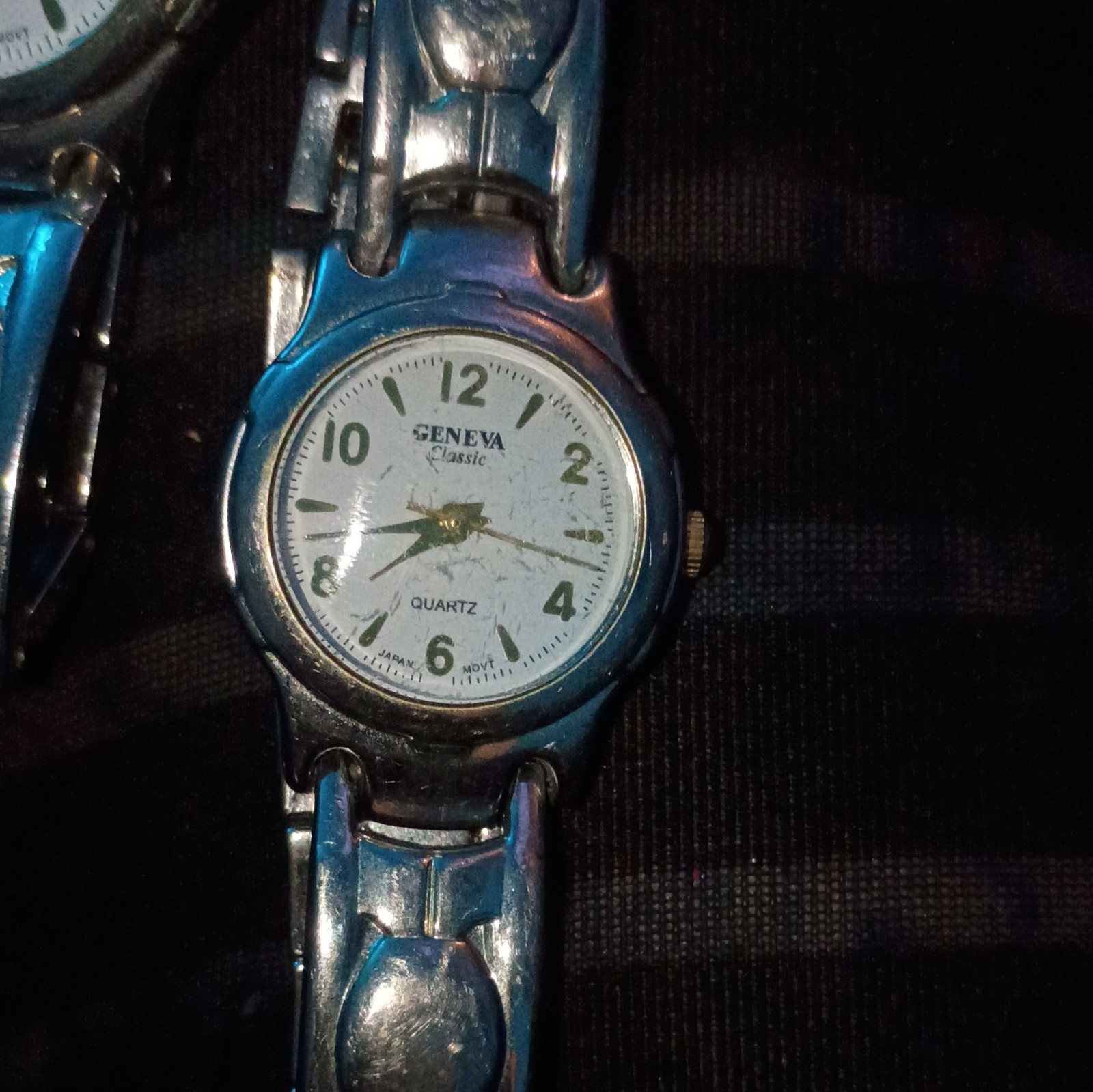 Geneva Classic Quartz Analog Watch White Dial Silver-Tone SS Bracelet 38mm