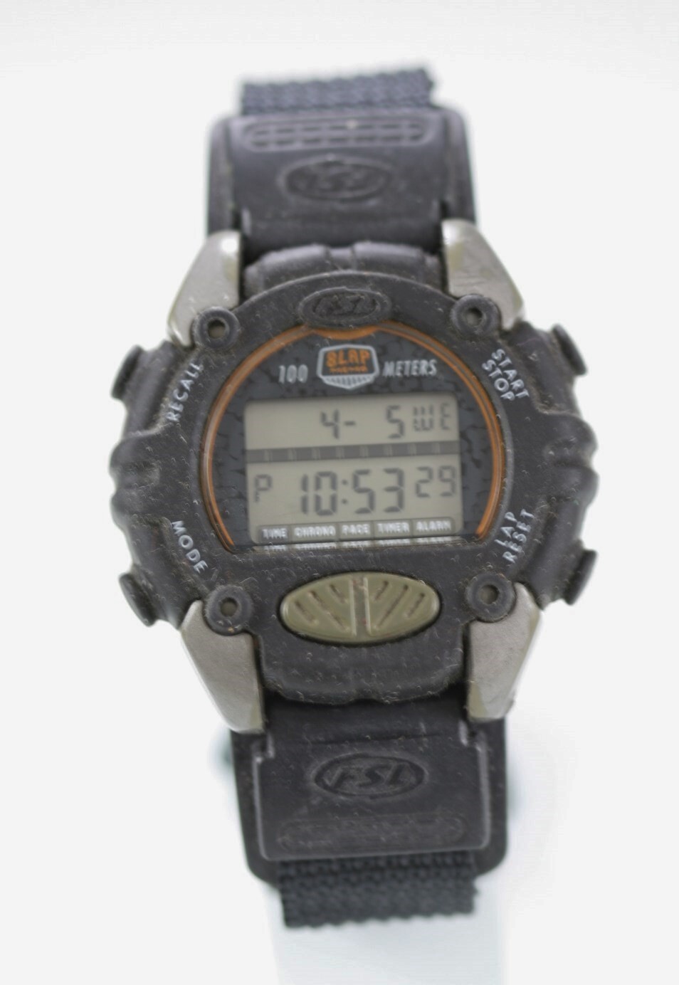Fossil Men Watch Plastic Rubber Nylon Black 100m Light Alarm Chron Date Quartz