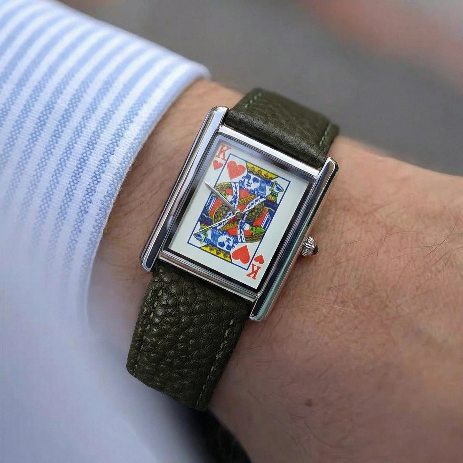 CILOA King of Hearts Tank Square Watch Men Quartz Leather Luxury Gift