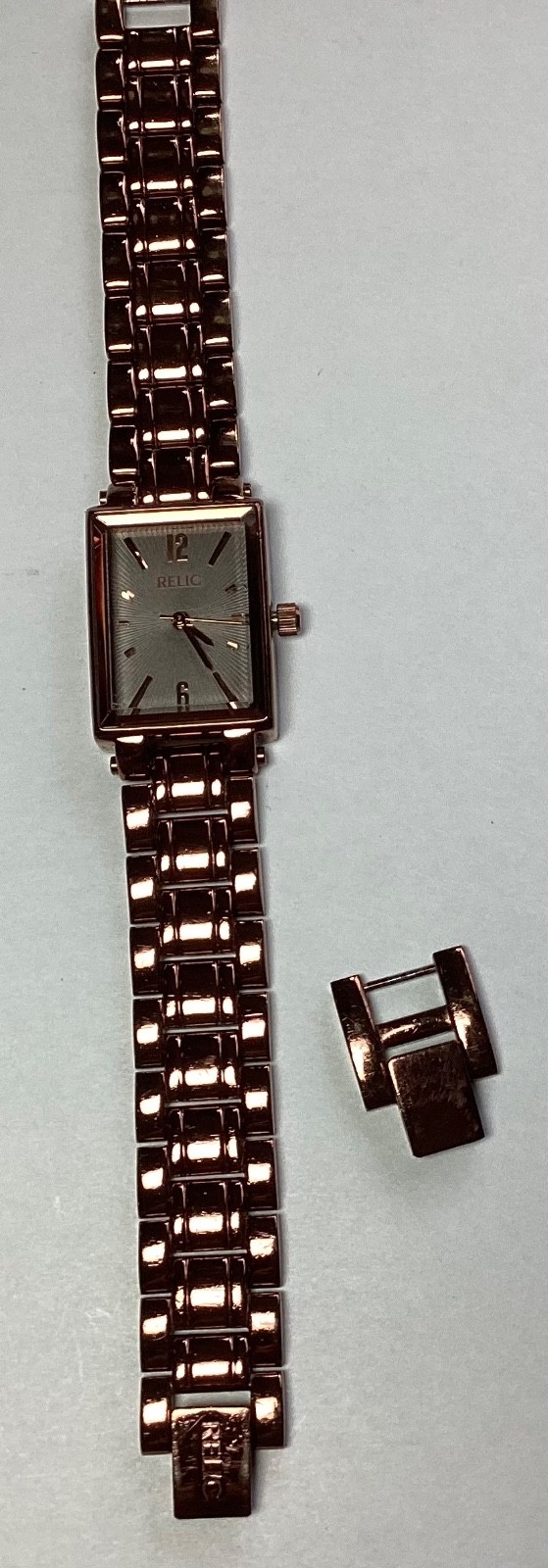 Relic Womens Watch Bronze Rectangle ZR33840 New Battery Size 6.5”