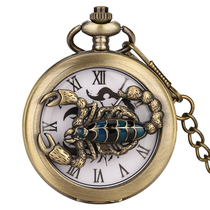 Bronze/Gold Tone Small Animals Theme Quartz Pocket Watch Sweater Chain Gifts
