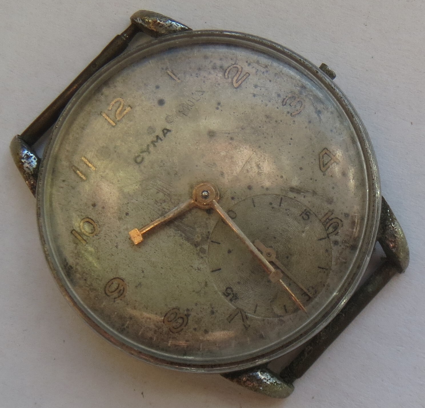 Cyma mens wristwatch nickel chromiun case load manual 35,5 mm. in diameter