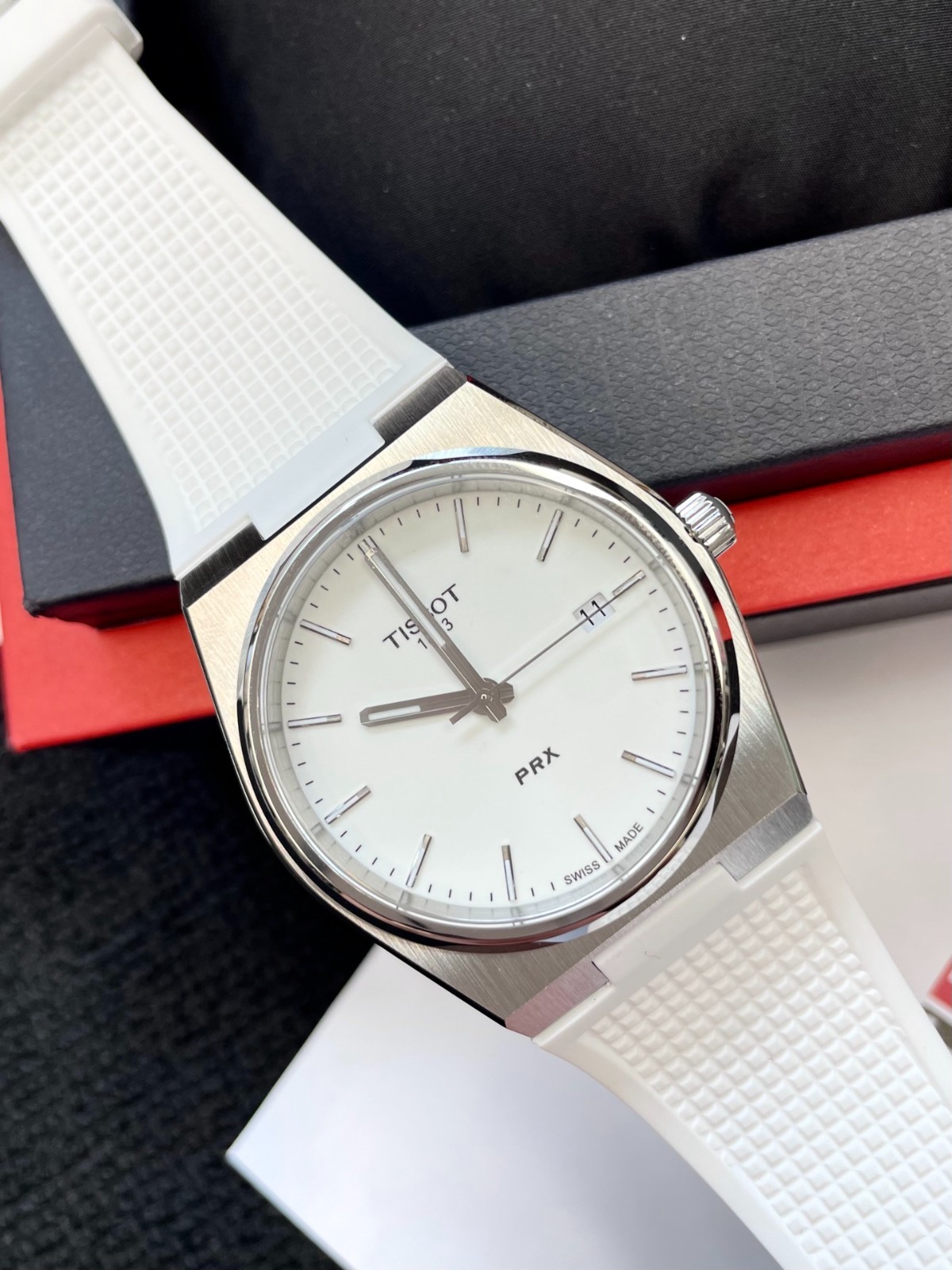 Tissot PRX 40mm White Dial White Rubber Quartz T137.410.17.011.00 New