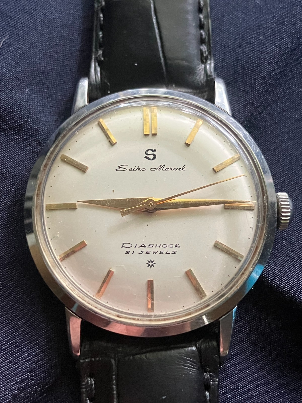 NM 1950s Very Rare Seiko Marvel 21-Jewel SD Dial M14044 JDM $310 Alligator Strap