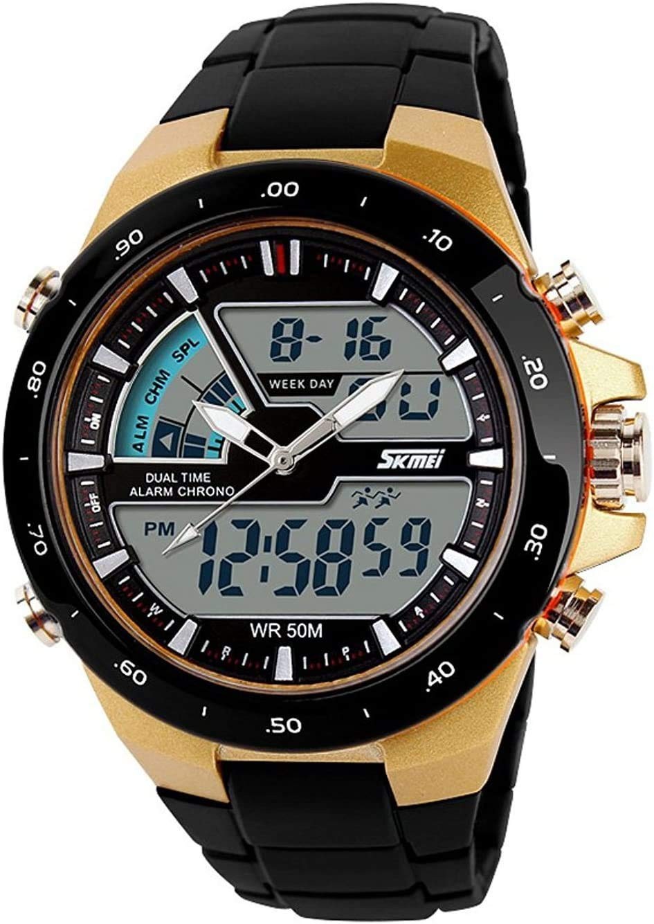 Carrie Hughes Men’s Digital Watch 50M Waterproof Large Dual Dial Multifunctio…