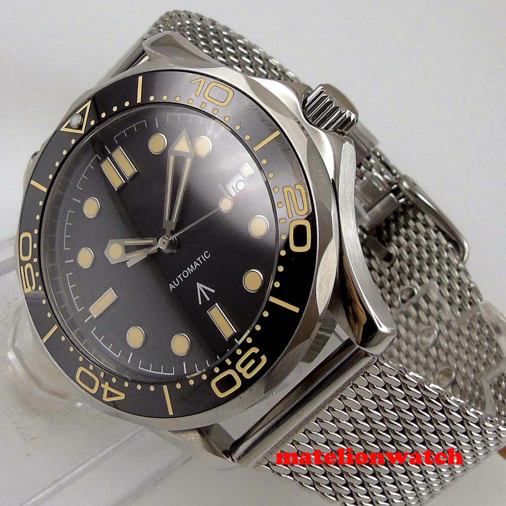 41mm Automatic Mens Watch Date NH35/PT5000/Miyota Black Dial Date Sapphire Glass