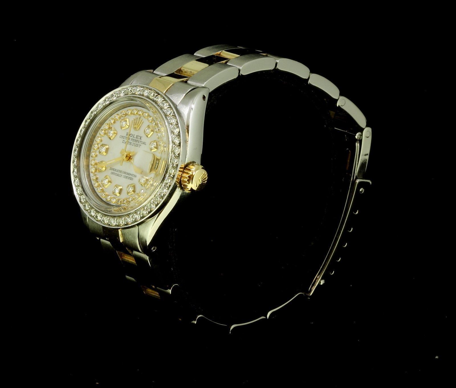 Rolex Lady Datejust Oyster Stainless Gold Diamond Dial Bezel String