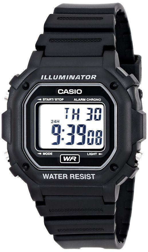 Casio F108WH-1A, Illuminator Chronograph Watch, Black Resin,Alarm,7 Year Battery