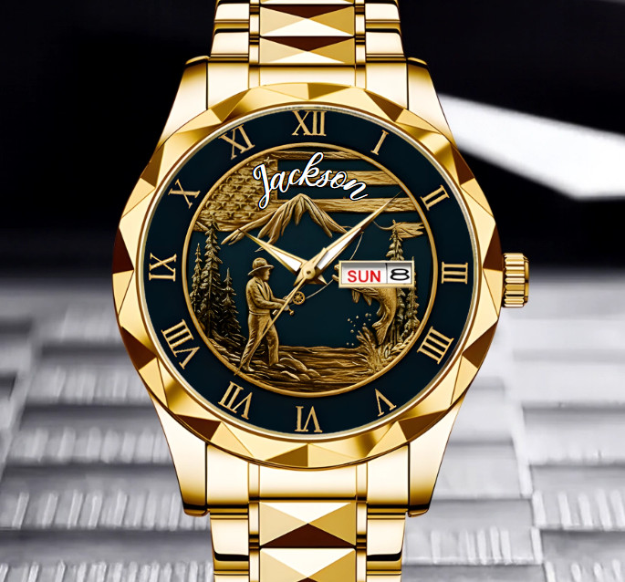 Personalized Loving Fishing Gift For Fishing Lovers Alloy Luxury Quartz Watch
