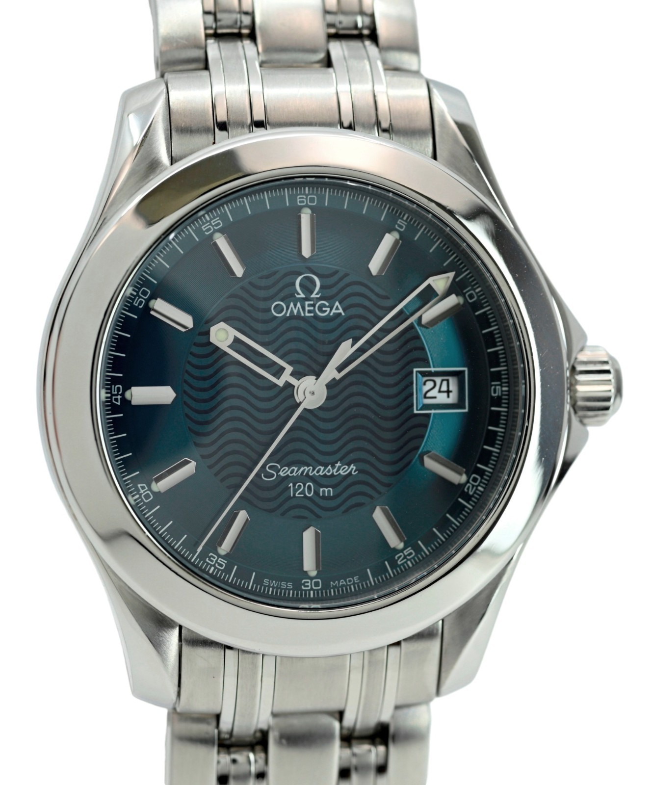 Omega 36mm Men’s Seamaster 120m Quartz Blue Wave Dial SS Watch! Ref: 2511.81!