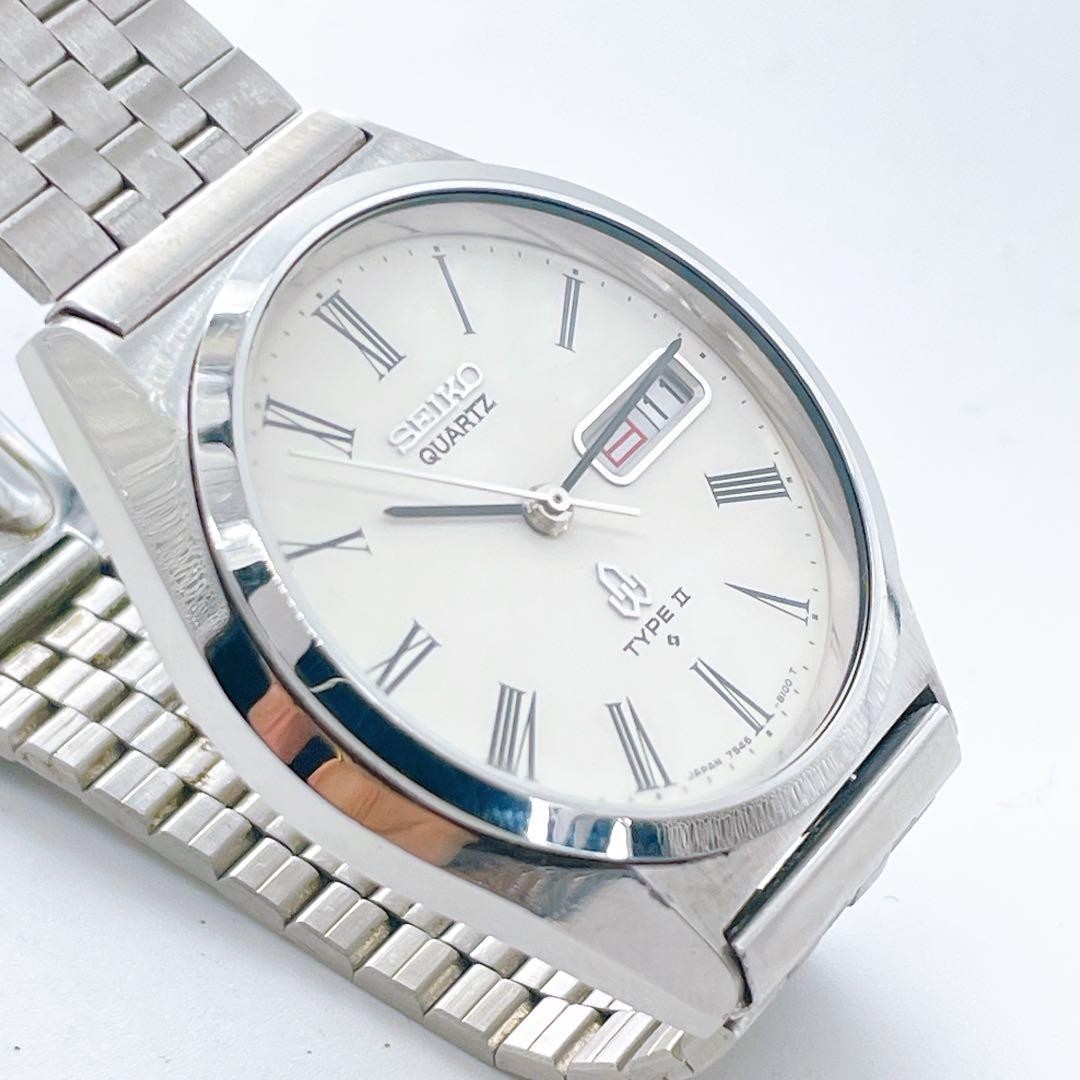 Seiko Type II 7546-8000 Silver Dress Watch Used SV307