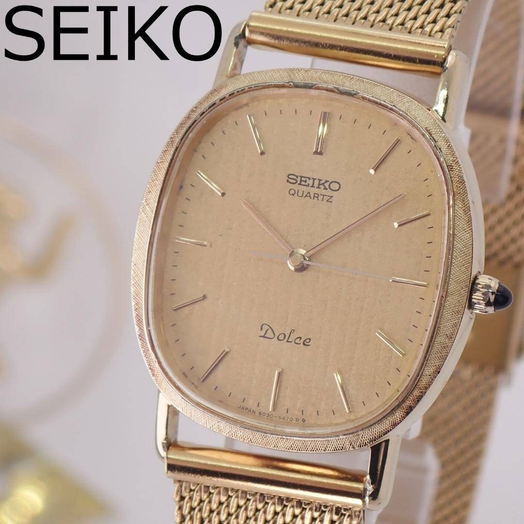 SEIKO Dolce 6030-5410 Quartz Unisex Watch Gold Oval 1981 New Battery Japan
