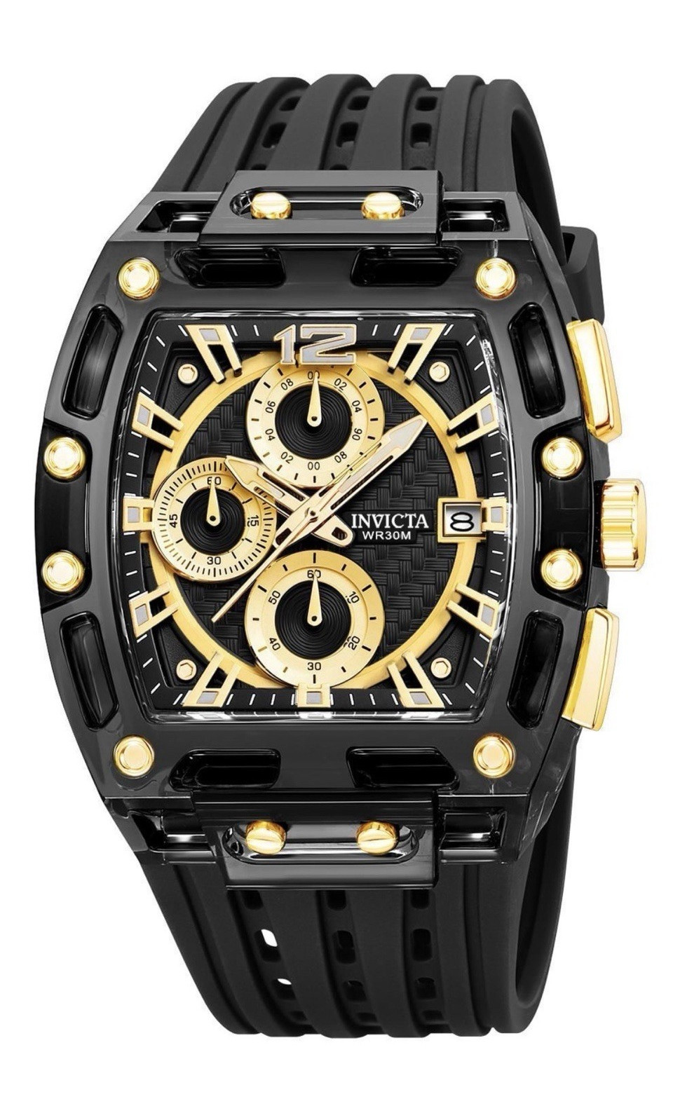 70148 Invicta S1 Rally Allogrip Men 42mm Black Tone Case Black+Gold Metal Dial