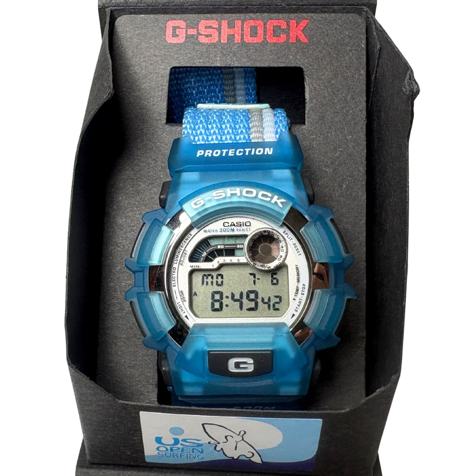 Casio G-Shock DW-9500US-2VT US Open Surfing Watch Blue Tested w/ Stand