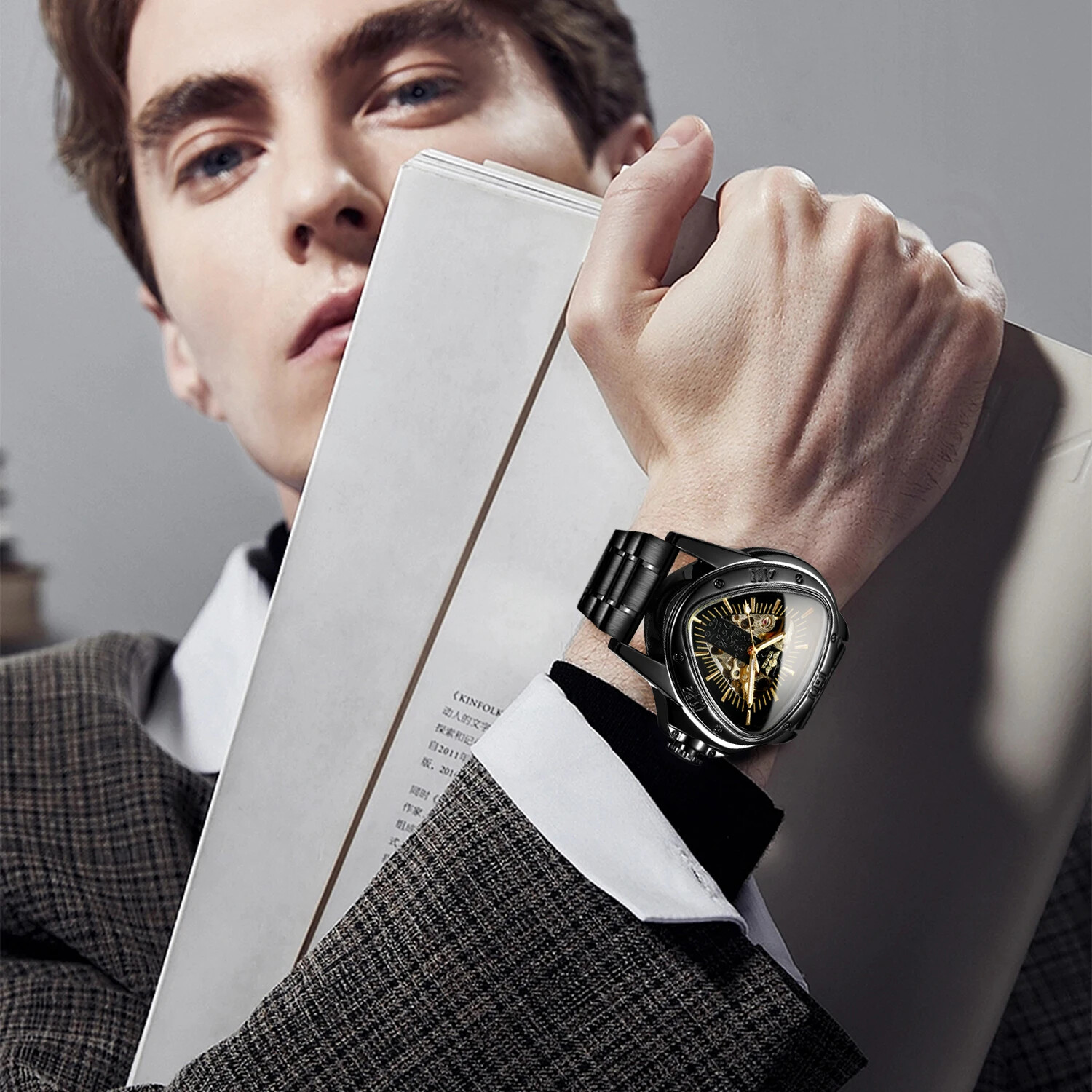 T-Winner Luminous Mens Automatic Self Wind Mechanical Watch Triangle Wrist Watch