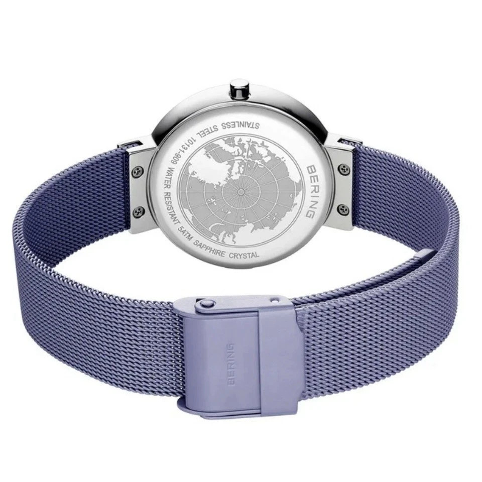 Bering Classic 10131-909 Lavender Dial Mesh Stainless Steel Women’s Watch