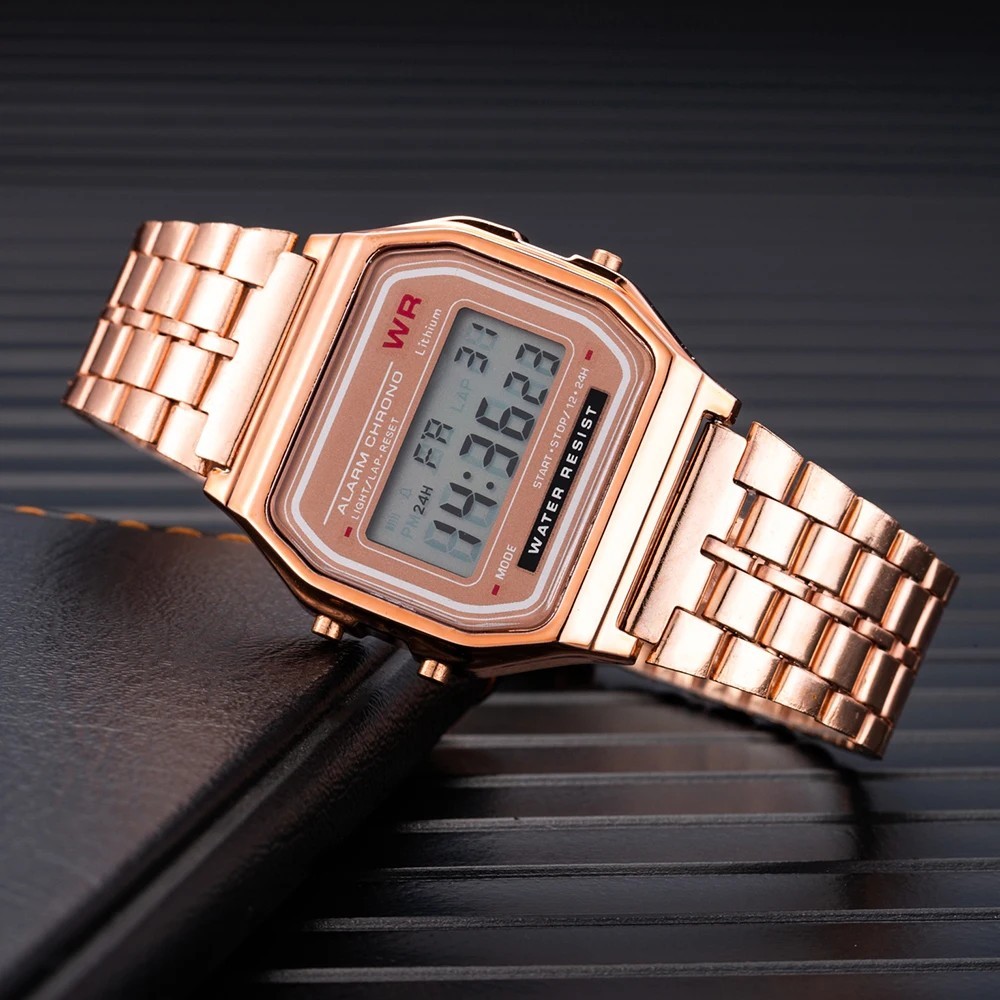 2x Elegant DIGITAL Stainless Steel Date Waterproof Luxury GOLD Men’s Watch