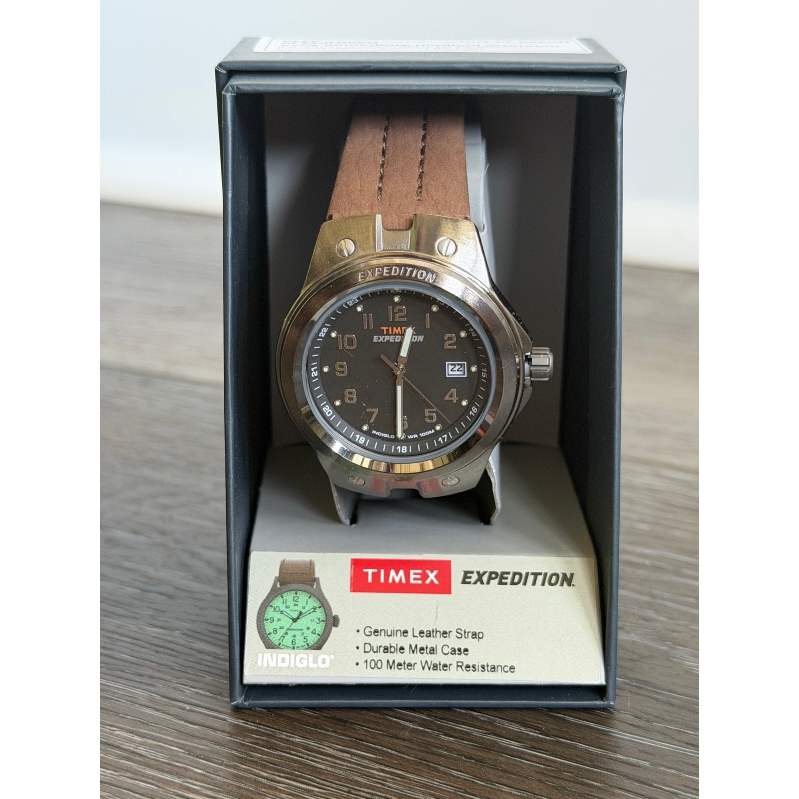 Timex Expedition Metal Tech T49631 Mens Watch Brown Leather Date 40mm