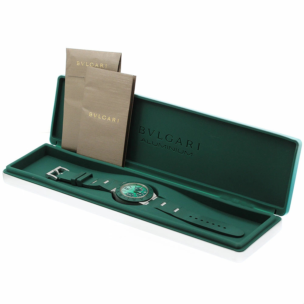 Bvlgari Aluminum Emerald BB40ATCH Automatic 40mm Box Papers Green Chronograph
