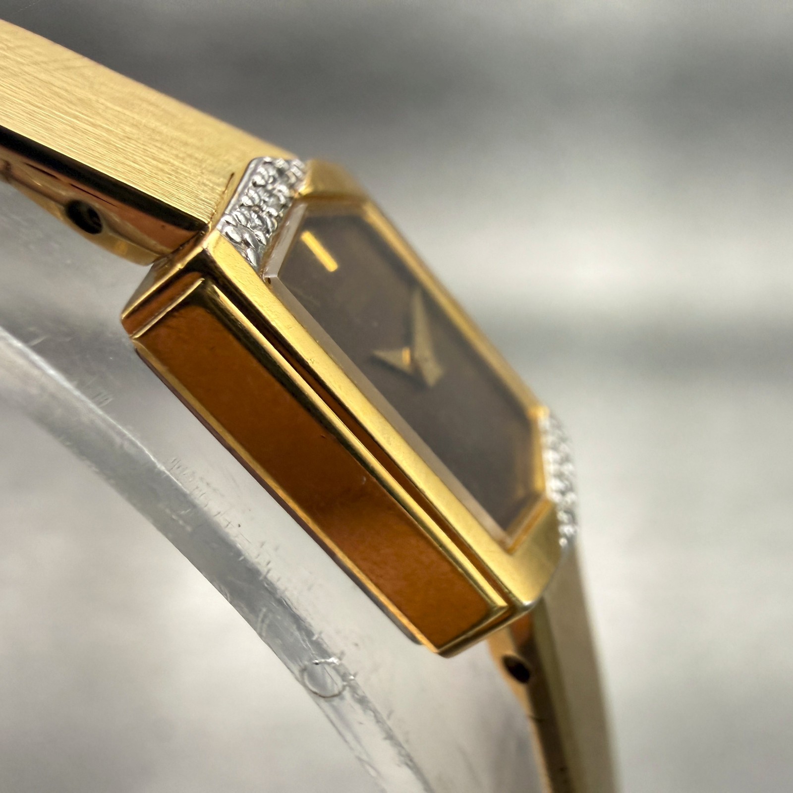 Seiko Watch Women 13mm Brown Dial Gold Tone Rectangle 1850-5039 New Battery VTG