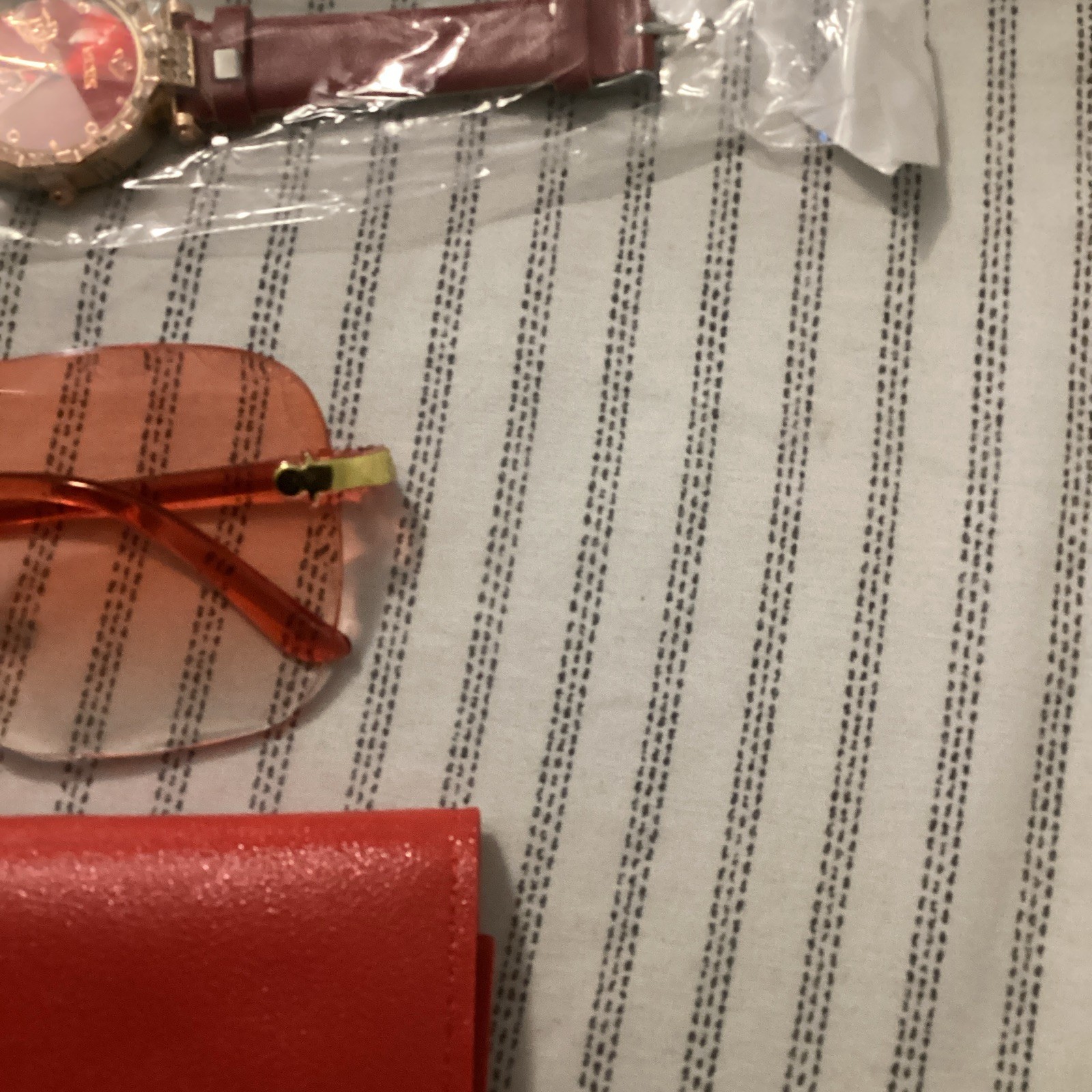 Women’s Analog Wristwatch Red Dial, Red Faux Leather Strap, Gold Case