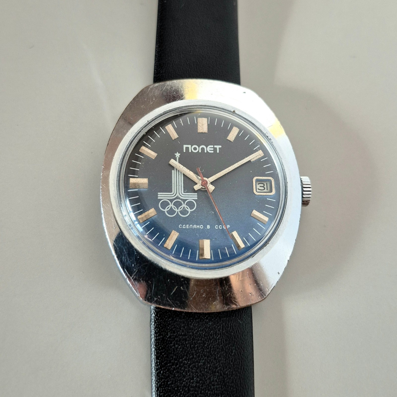 Vintage Poljot Olympic Moscow 1980 USSR Mechanical Watch 17 Jewels Soviet
