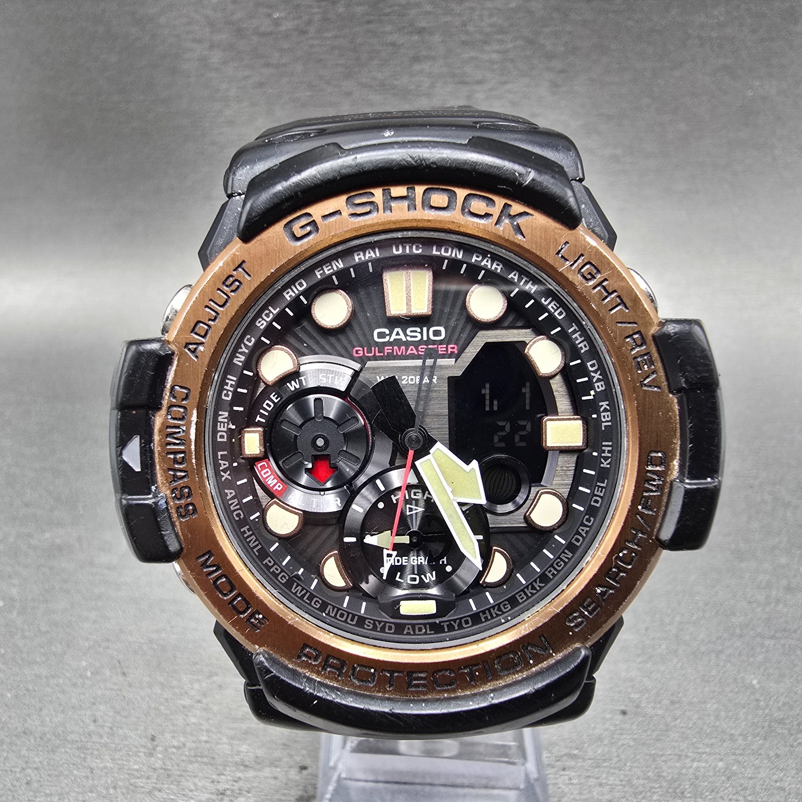 Casio G-Shock Gulf master GN-1000 Watch Men 53mm Black Bronze Comp Alarm NewBatt