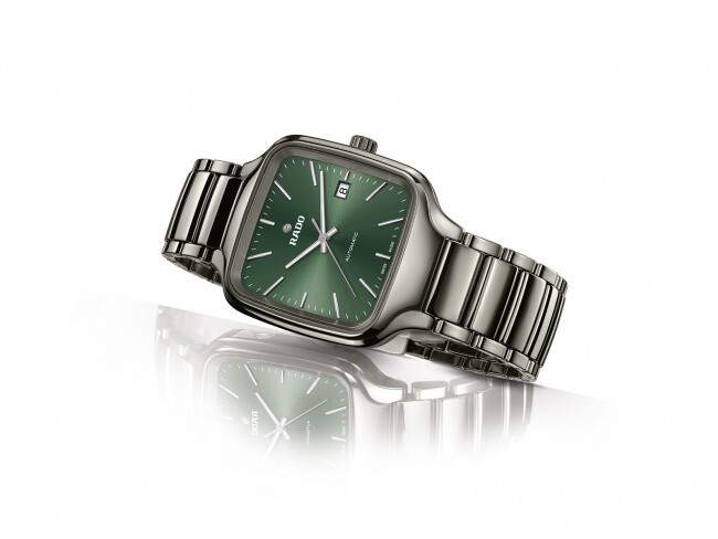 New Rado True Square Automatic High Tech Ceramic Green Dial Mens Watch R27077312