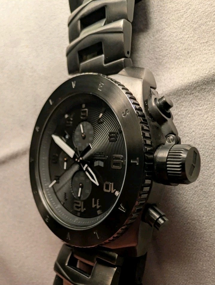 Vestal Restrictor “Lefty” Chronograph Watch – All Black, Surgical Steel