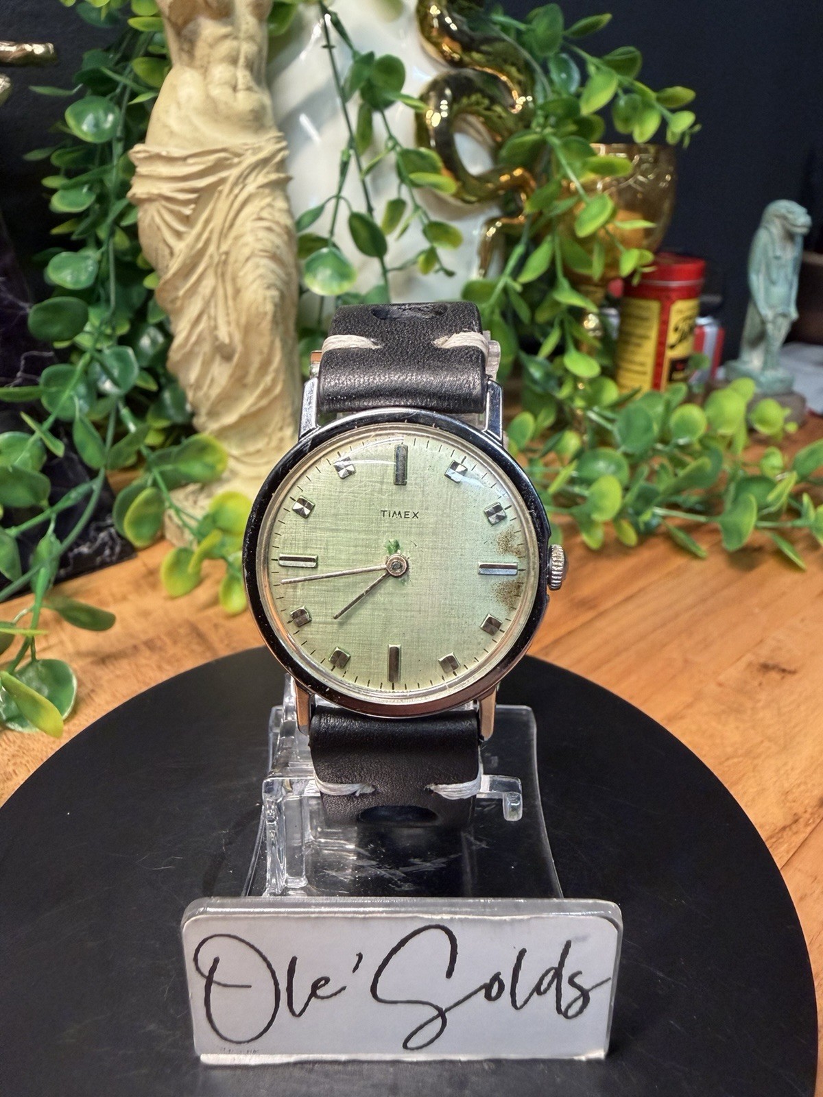 Vintage Timex Mercury Patina Linen Dual Mechanical Watch
