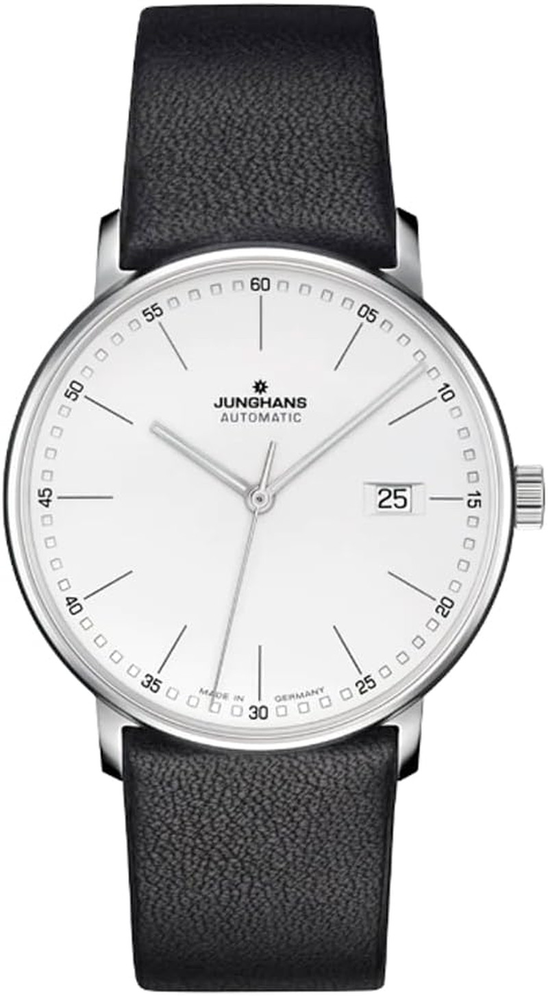 Men’s Automatic Watch with Matte Silver Dial & Black Leather Strap – 027/4730.00