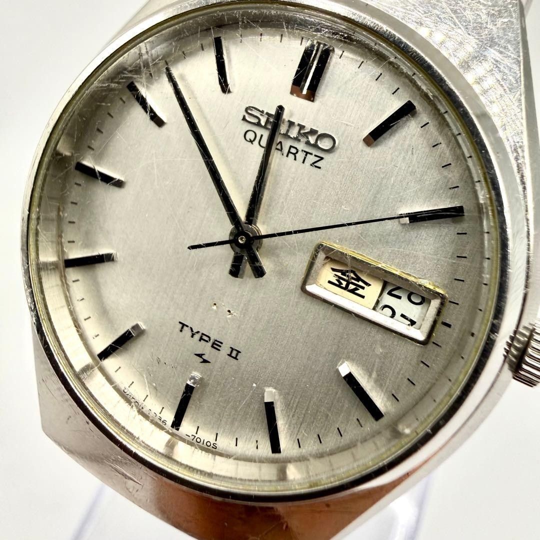 New battery replaced operational SEIKO Quartz TYPE2 Men s Wristwatch Day Date