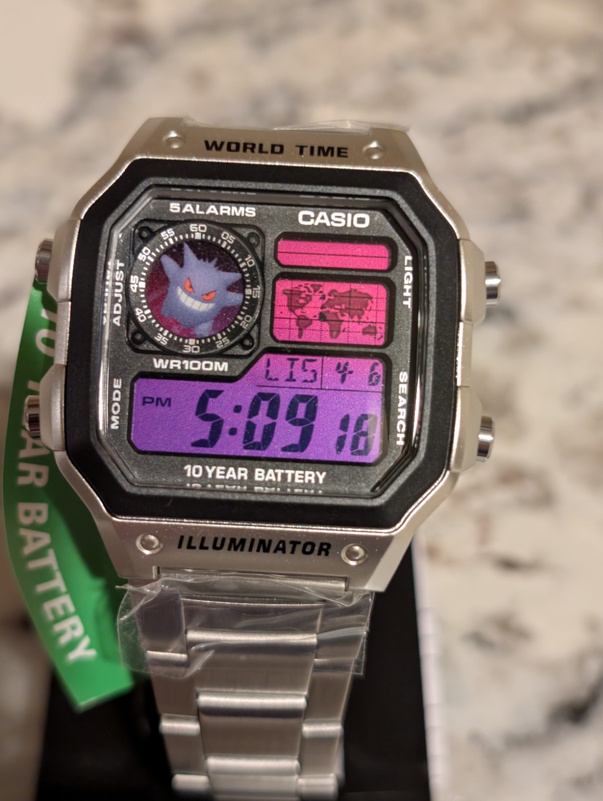Purple and Pink Gengar Mod Casio AE1200-WHD | World watch | Cartoon | Pokemon |