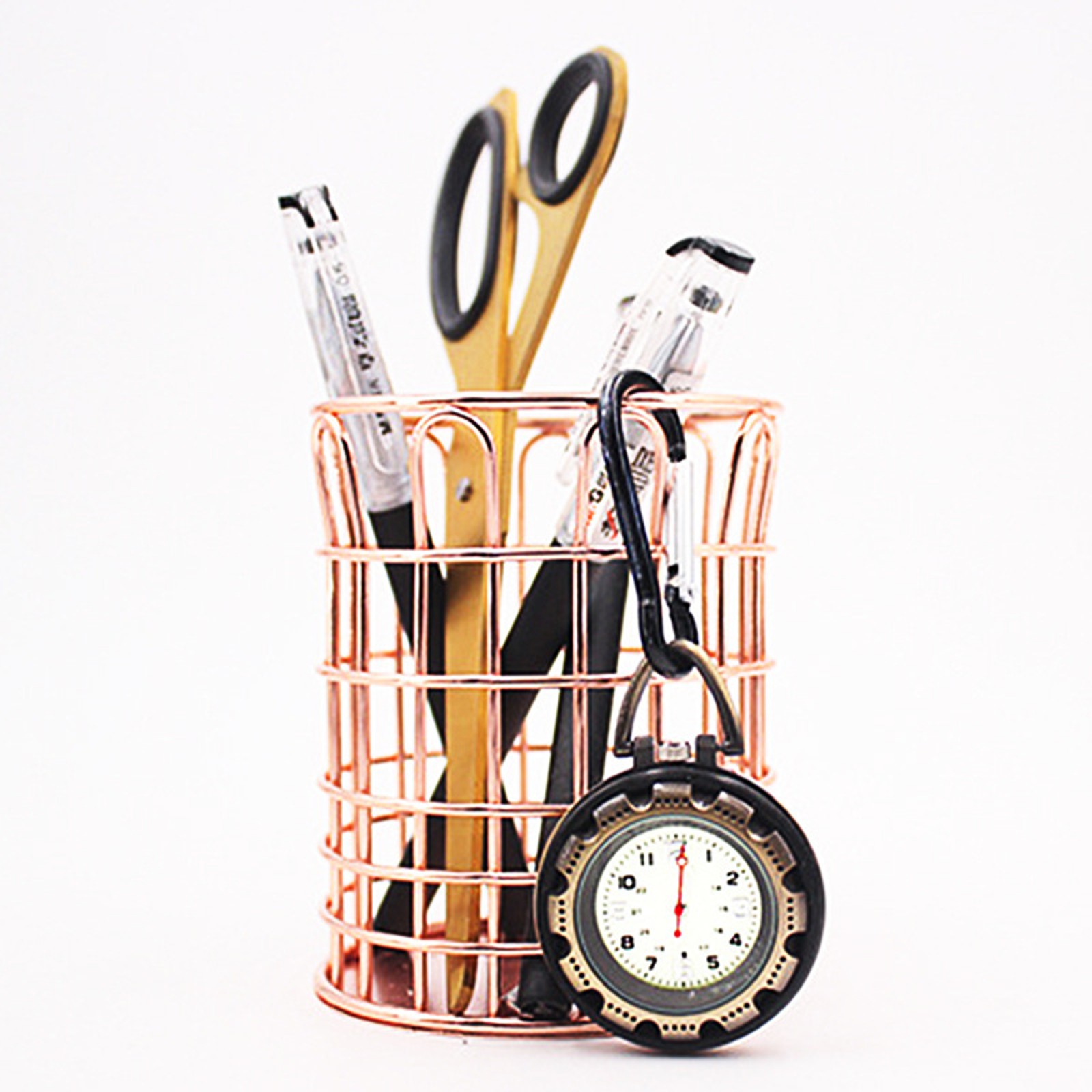 1 PC Outdoor Mountaineering Backpack Clip-on Alloy Carabiner Quartz Pocket Watch