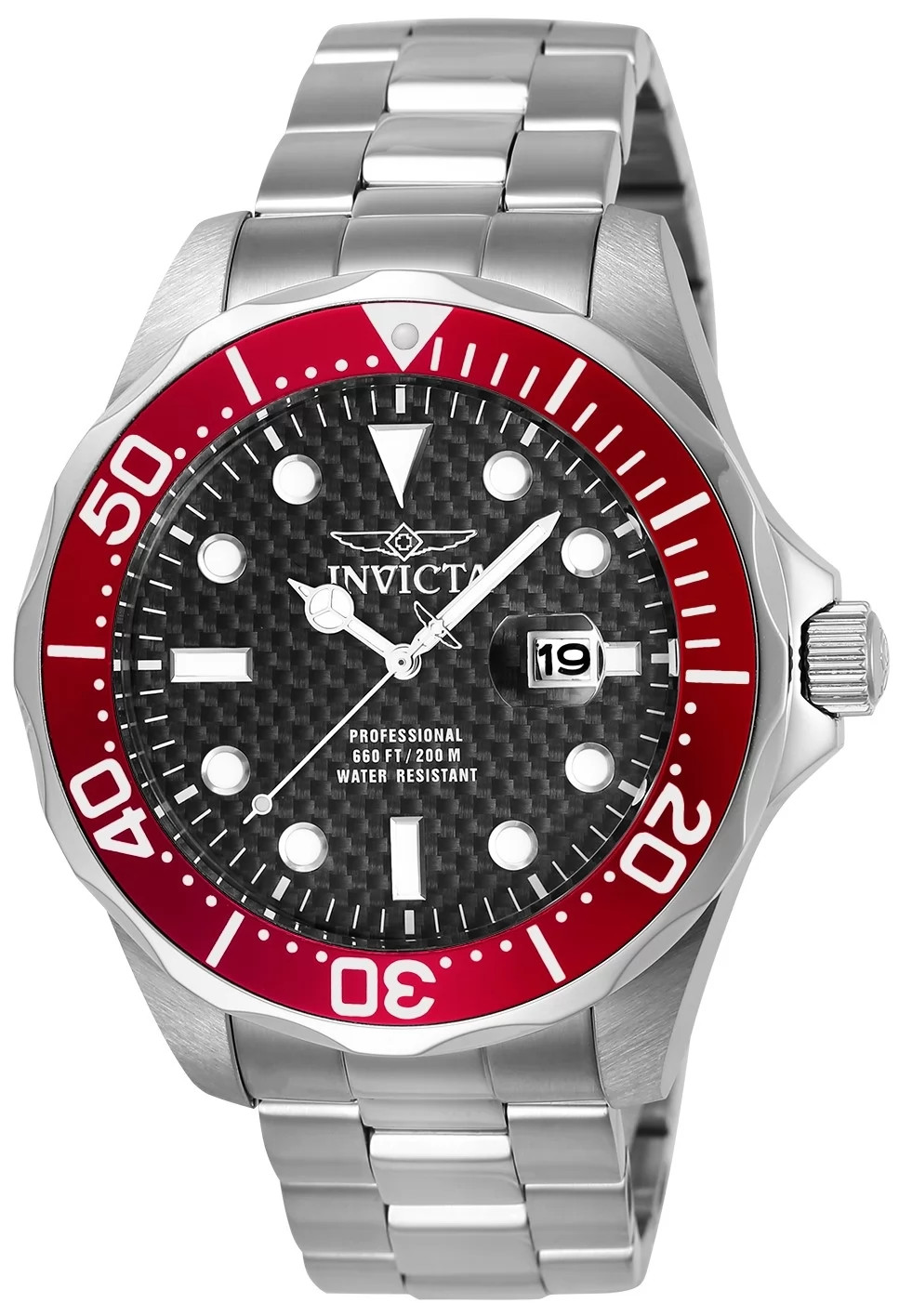 Invicta Men’s 12565 Pro Diver Quartz 3 Hand Black Dial Watch