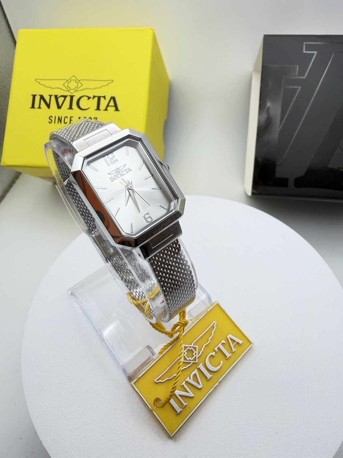 48150-Invicta Women’s Rectangle Silver Dial Stainless Steel Mesh Bracelet.21mm
