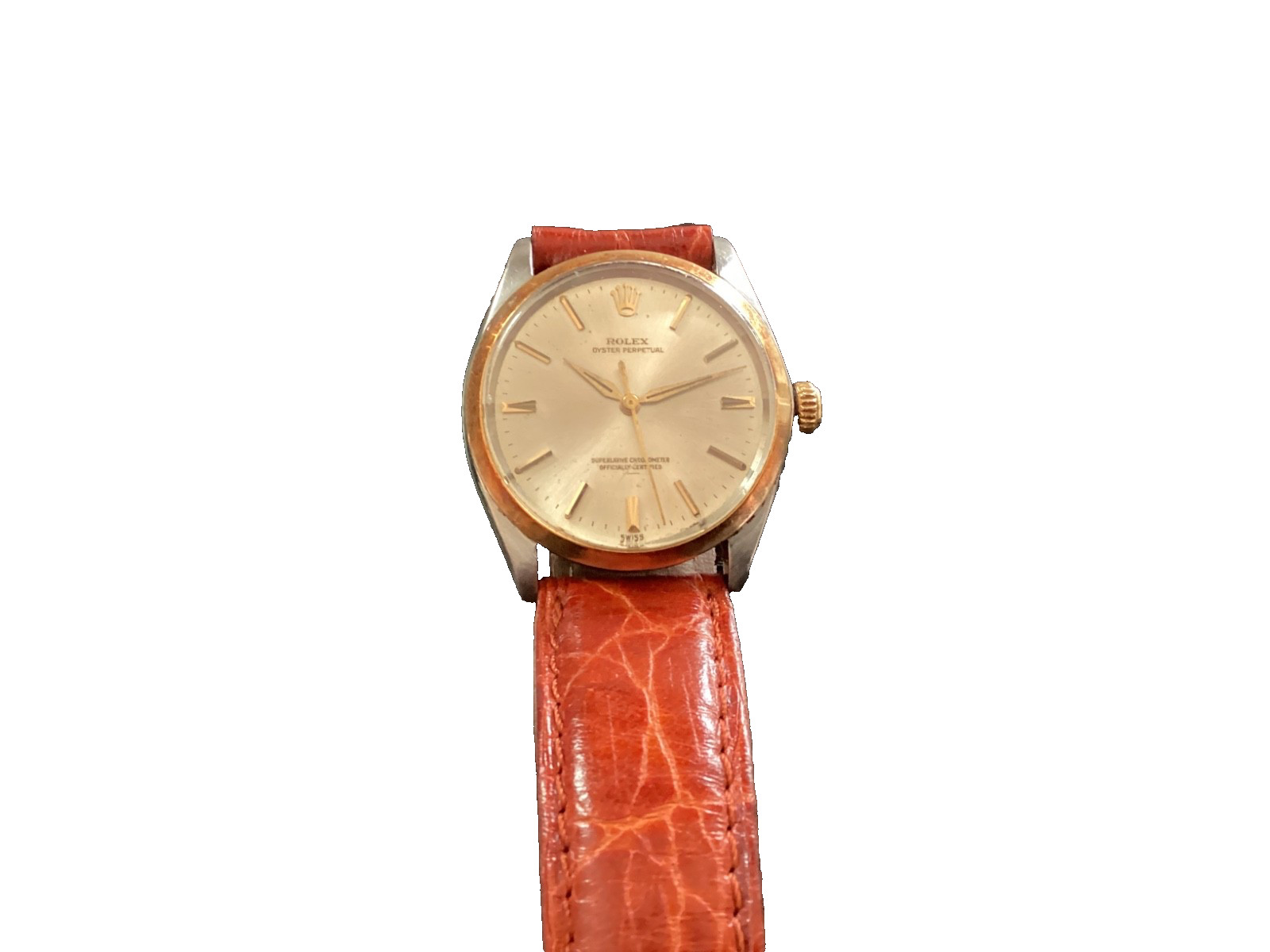 Vintage 1965 Steel Gold 34mm Rolex Oyster Perpetual 1002 Silver Dial Dagger hand