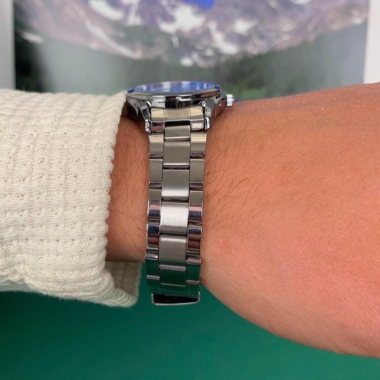 Silver Grey and blue Watch