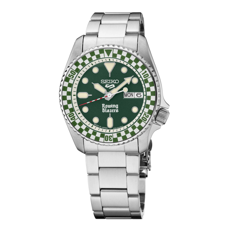 Seiko 5 Rowing Blazers SRPM21 Green Dial Auto Diver Day/Date Bracelet+Strap RARE