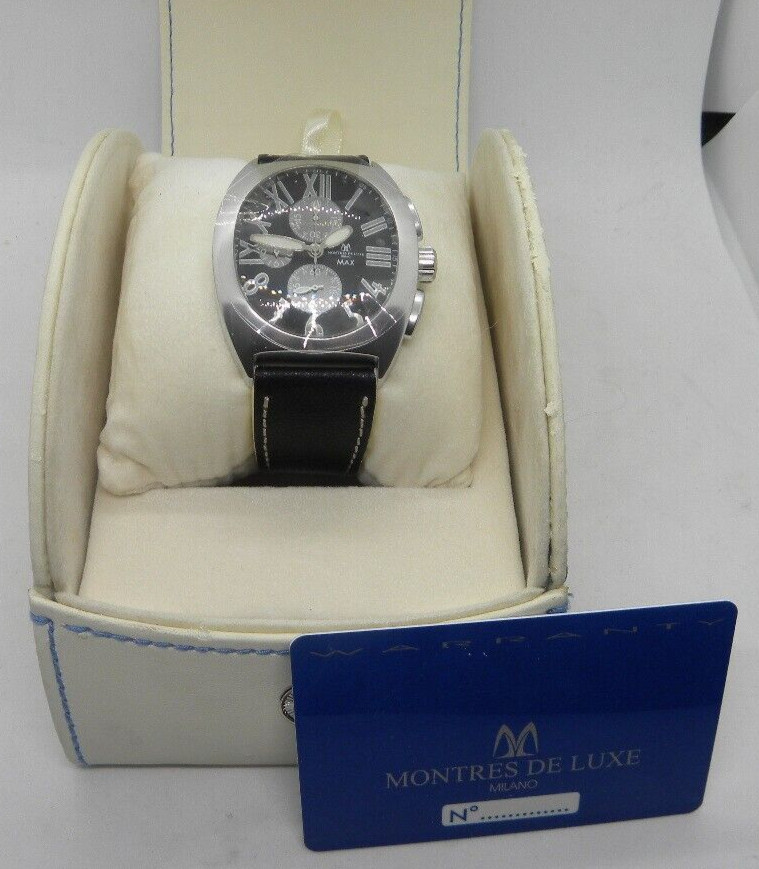 MONTRES DE LUXE MILANO MAX – ALUMINIUM CHRONOGRAPH MINERAL GLASS NO. 00343 – NEW