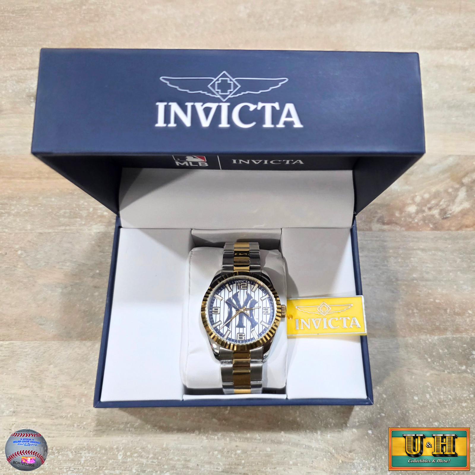 ⚾⌚Invicta MLB Yankees Watch 49863 Men 43mm Gold Silver Quartz NEW WITH TAGS⌚⚾