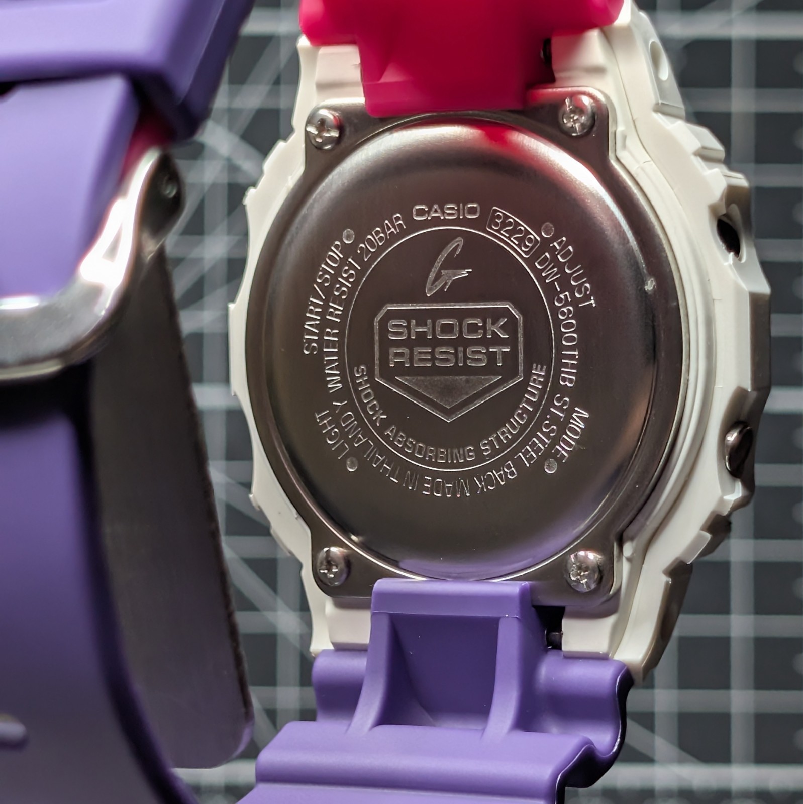 Casio G-Shock THROWBACK DW-5600 White Purple Pink Digital Classic DW-5600THB-7