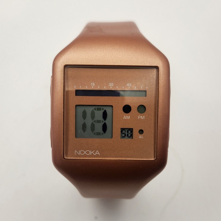 NOOKA Zub Digital Quartz Watch Bronze Rubber Band Unisex Alarm 3ATM