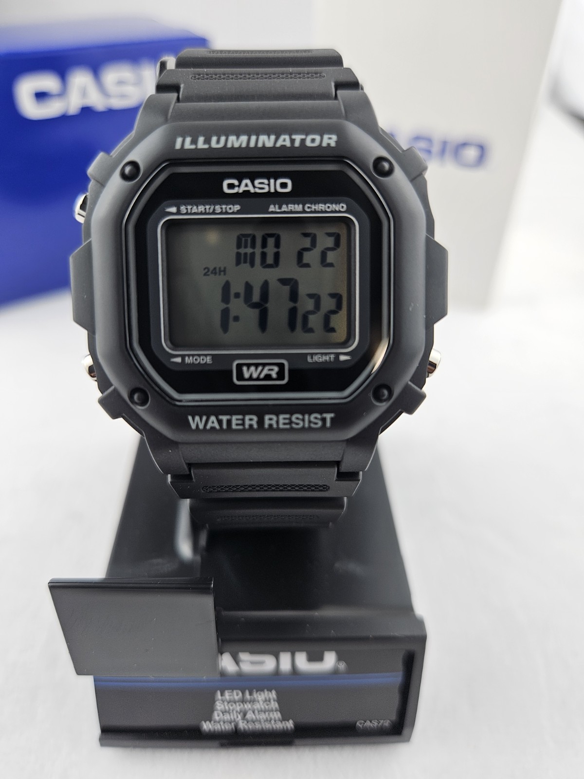 Casio F108WH-1A, Illuminator Chronograph Watch, Black Resin,Alarm,7 Year Battery