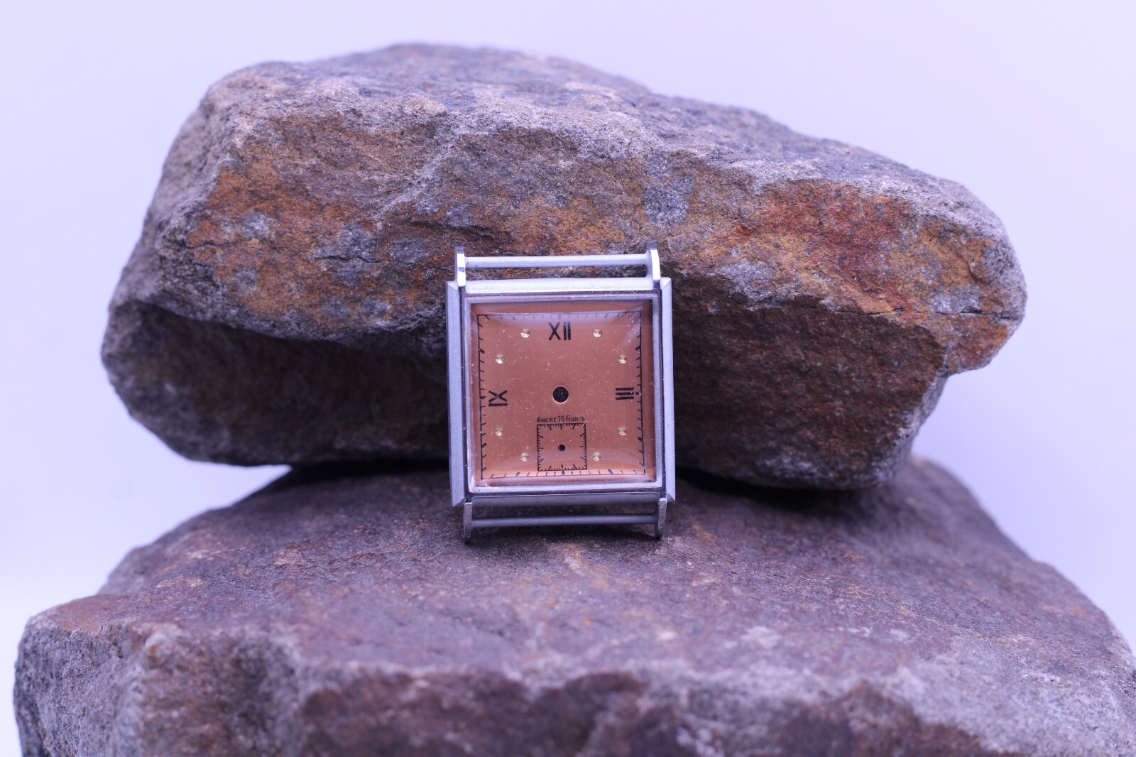 NOS ART DECO SWISS MEN’S WRIST WATCH CASE & DIAL 24.9×33.4mm 21mm LUG (DJ)