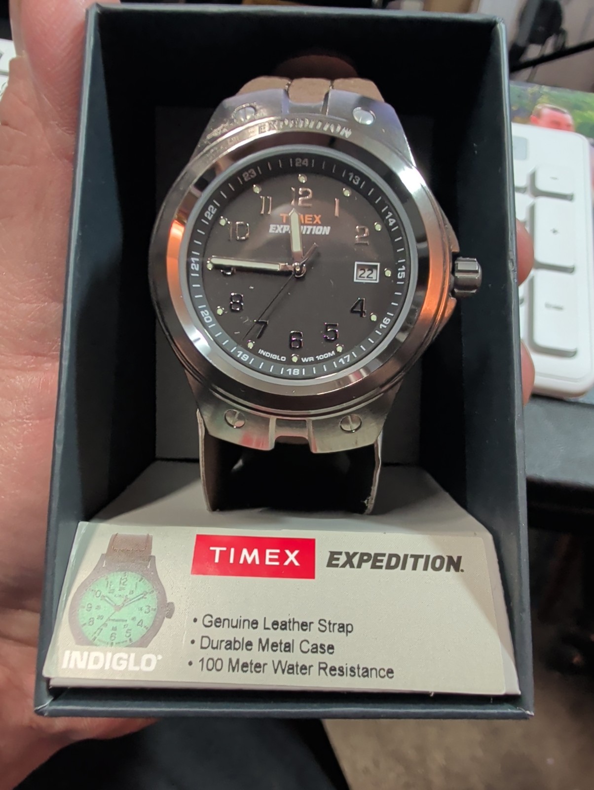 Timex Expedition Field Watch 40mm Black Dial Brown Leather Indiglo Quartz T49631