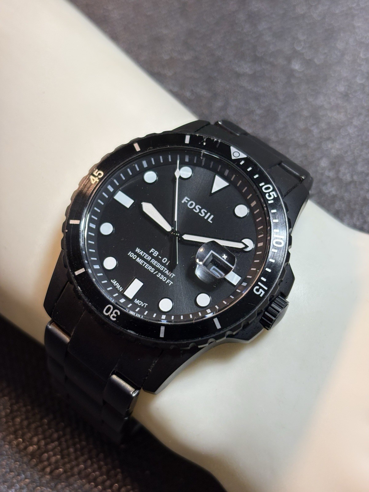 Fossil Men FB-01 Blackout Stainless Watch WR100M,Date,FS5659,42mm,New Bat